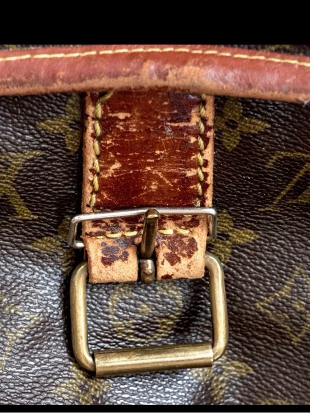 Louis Vuitton Monogram OLD Canvas Brown Briefcase with Leather Trim